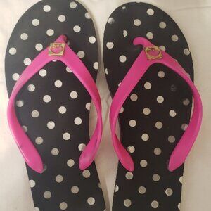 Kate Spade Pink, Black and White Flip Flops Size 8M